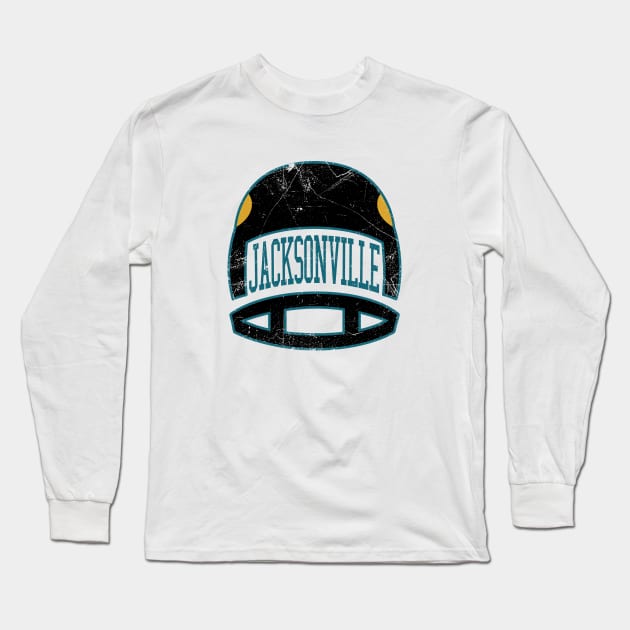 Jacksonville Retro Helmet - White Long Sleeve T-Shirt by KFig21